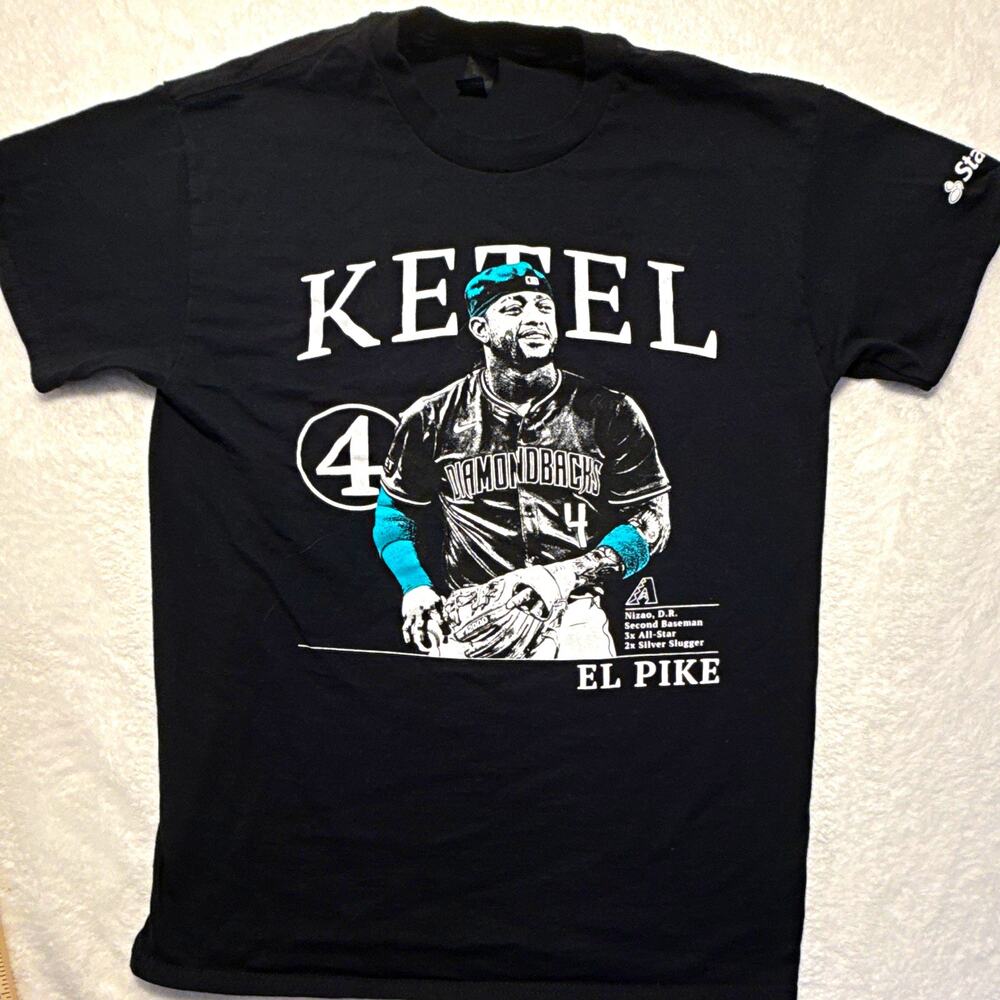 Gildan Men's Black Ketel Arizona Diamondbacks Graphic Crew Neck T-Shirt M